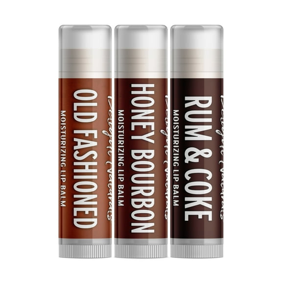 Delight Naturals Dark Cocktails Lip Balm Gift Set - Old Fashioned, Honey Bourbon, and Rum & Coke