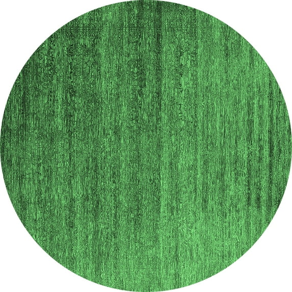 Ahgly Company Indoor Round Oriental Emerald Green Industrial Area Rugs, 7' Round
