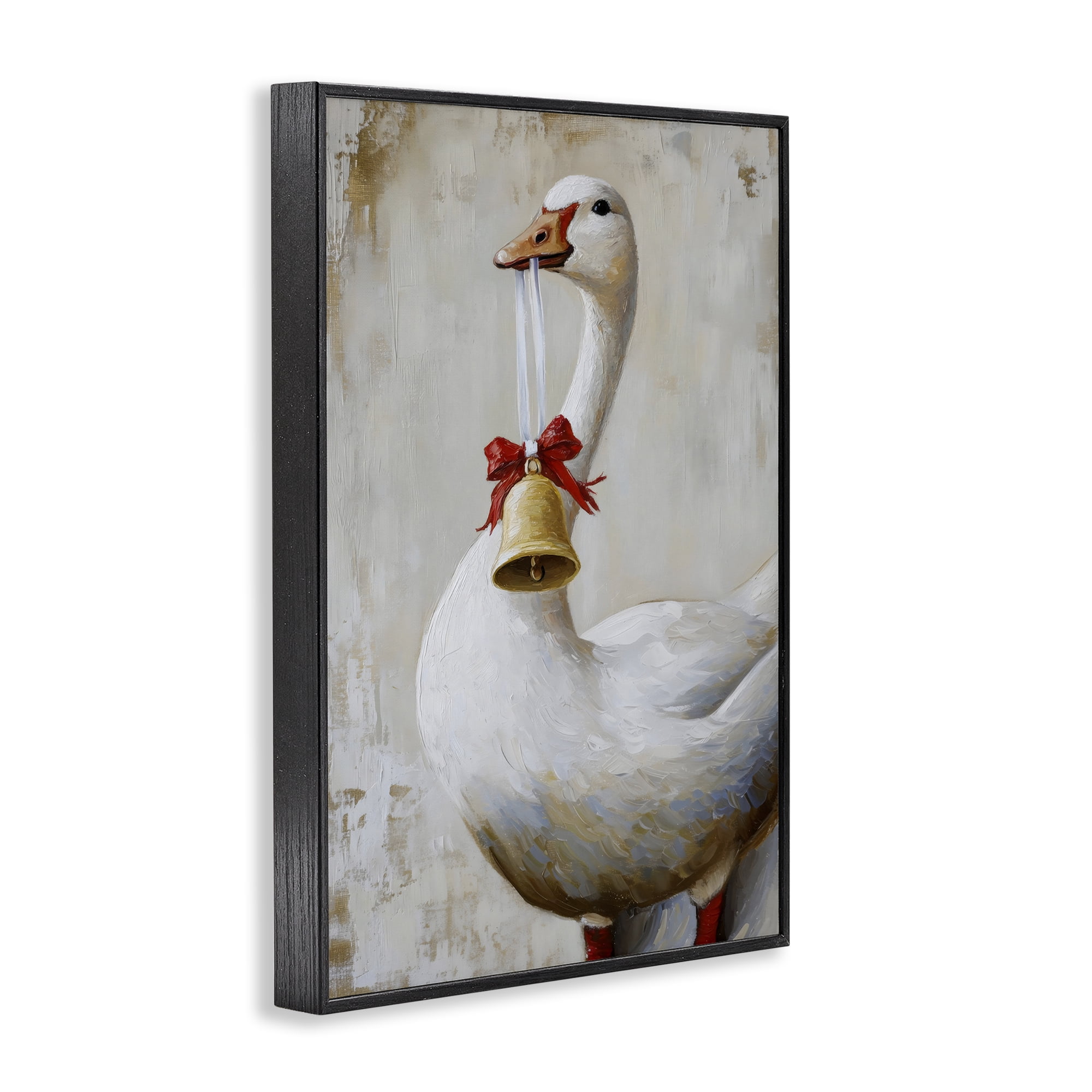 Festive Jingle Goose Black Framed Giclee Art, design by Petal Prints Design