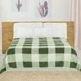thumbnail image 3 of Unique Bargains Plush Buffalo Reversible Plaid Flannel Fleece Blanket, King, Green White, 3 of 8