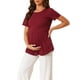 thumbnail image 4 of INSPIRE CHIC Camisetas de dormir para mujeres, casuales, de cuello redondo, de manga corta, ropa de casa, camiseta XS roja, 4 of 6