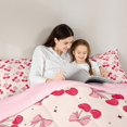thumbnail image 5 of Castle Fairy Kawaii Cherry Bow Tie 3-Piece Full Size Comforter Sets for Children Girls,Stars Print Bedding Comforter Set,Dreamy Princess Lightweight Bedding Sets,Microfiber Bedroom Decor, 5 of 8