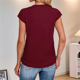 thumbnail image 5 of Camiseta de Corta con Cuello Redondo y Fruncido para Mujer, Color Rojo Vino, Talla L, 5 of 6