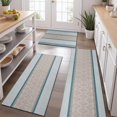thumbnail image 2 of Blue Geometric Striped Pattern Kitchen Rugs Sets Of 3,Kitchen Runner Rugs Non Skid Washable,Decorative Kitchen Floor Mats for Kitchen,Sink,Laundry,17"x30"+ 17"x47" + 17"x59", 2 of 6