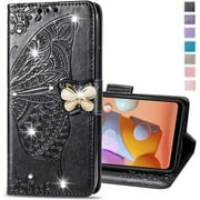 COTDINFOR Compatible with Samsung Galaxy A02 Case Glitter Bling with Card Holder and Stand Leather Flip Wallet Diamond
