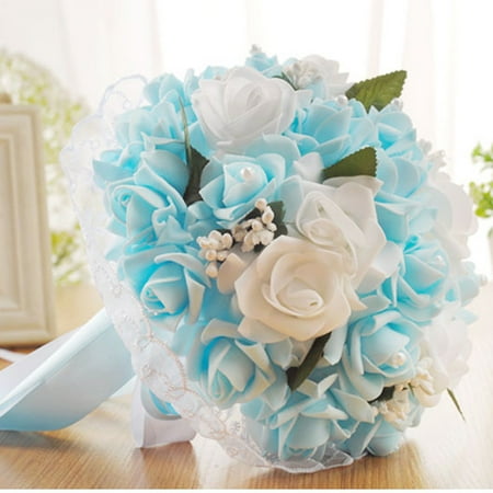 Crystal Roses Bridesmaid Wedding Bouquet Bridal Artificial Silk (Best Flowers For Bridal Bouquet)