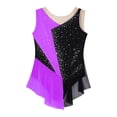 thumbnail image 5 of TSSOE Girls Kids Sequins Figure Ice Skating Dress Costume Sleeveless Ballet Dance Leotard with Mesh Tutu Skirt Purple 16, 5 of 7