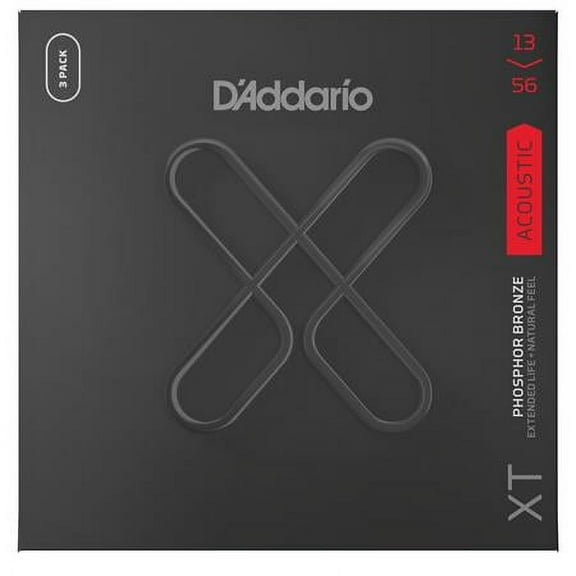 D'Addario XT Phosphor Bronze Acoustic Guitar Strings, Medium, 13-56, 3-Pack