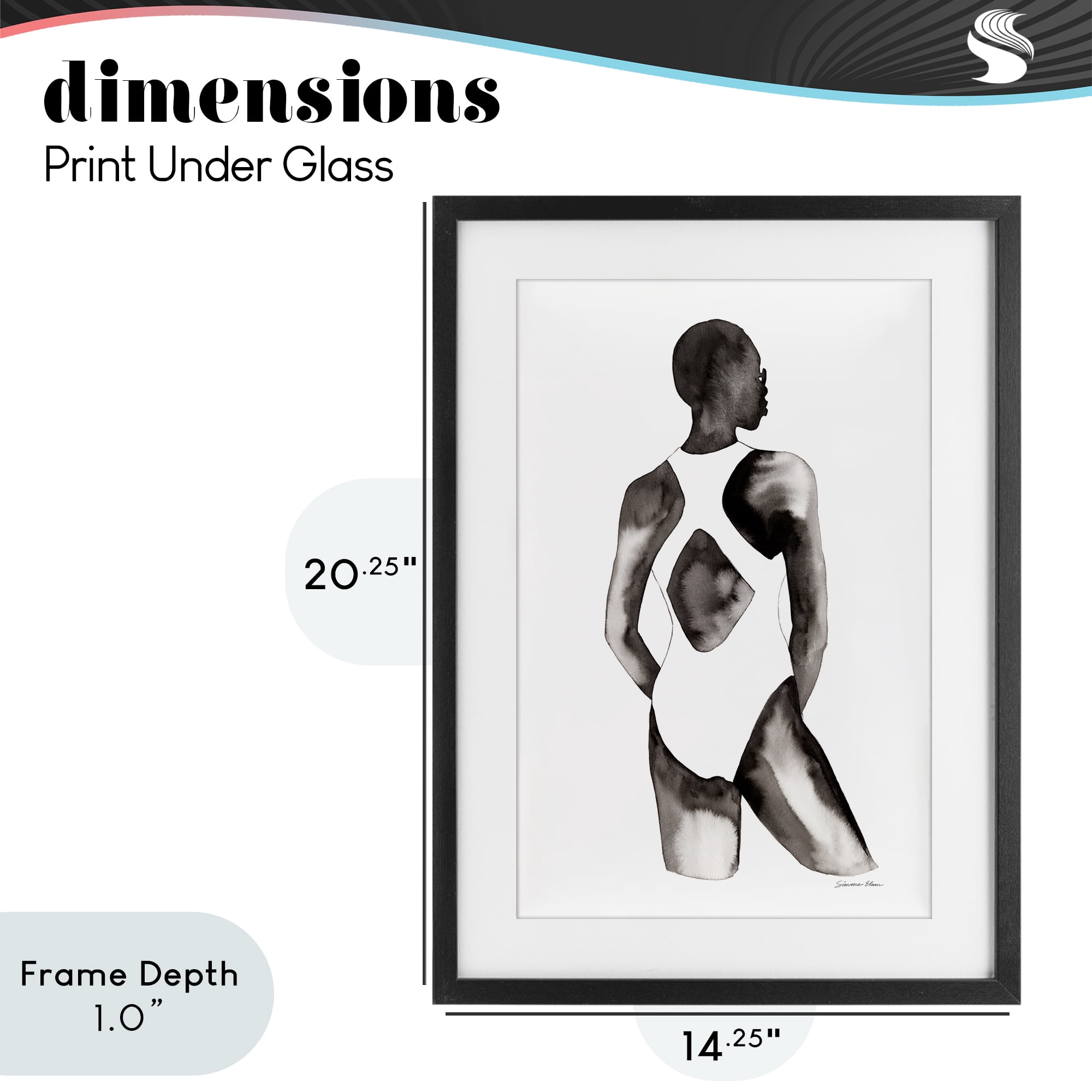 Stupell Industries Beach Day Swimsuit Silhouette Black Framed Print Under Glass, design by Simone Elum