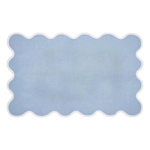 Wave Edge Absorbent Floor Mat - Cream Beige Scalloped Bathroom Rug - Soft Washable Non-Slip Rug for Bathroom Entryway Bedroom Living Room Home Decor(C)