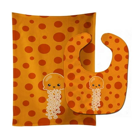 

Ocean Jellyfish Orange Baby Bib & Burp Cloth
