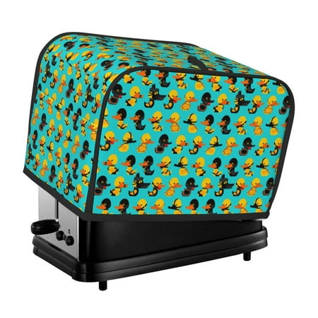 

KLL Duck In Black Suit Print 2 Slice Toaster Dust Covers Kitchen Small Appliance Cover with 2 Pockets Can hold Jam Spreader Knife & Toaster Tongs (11.4 x 7.9 x 7.5)