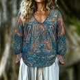 thumbnail image 3 of Neewe Blouses for Women Dressy Casual Flowy Boho Tops V Neck Long Sleeve Shirts Spring Fall Outfits 2026, 3 of 5