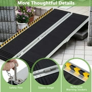 Costway Portable Aluminum Wheelchair Ramp 5 FT with Transition Plate & Non-slip Surface