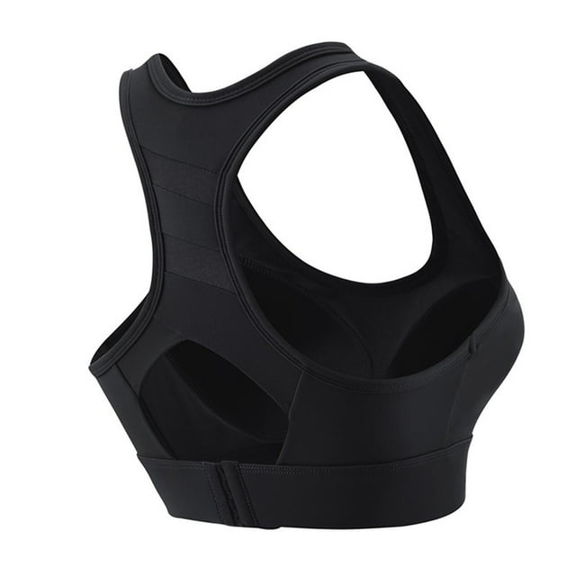 Xfvqtps Sports Bra for Women Racerback Back Buckle Padded Breathable High Impact Yoga Athletic Exercise Bras Black