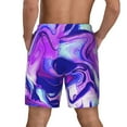 thumbnail image 4 of Uemuo Swirl Print Blue Purple1 Pattern Mens Swim Trunks Quick Dry Board Shorts with Mesh Lining, Stretch Beach Shorts Quick Dry No-Chafing Board Shorts-Large, 4 of 9