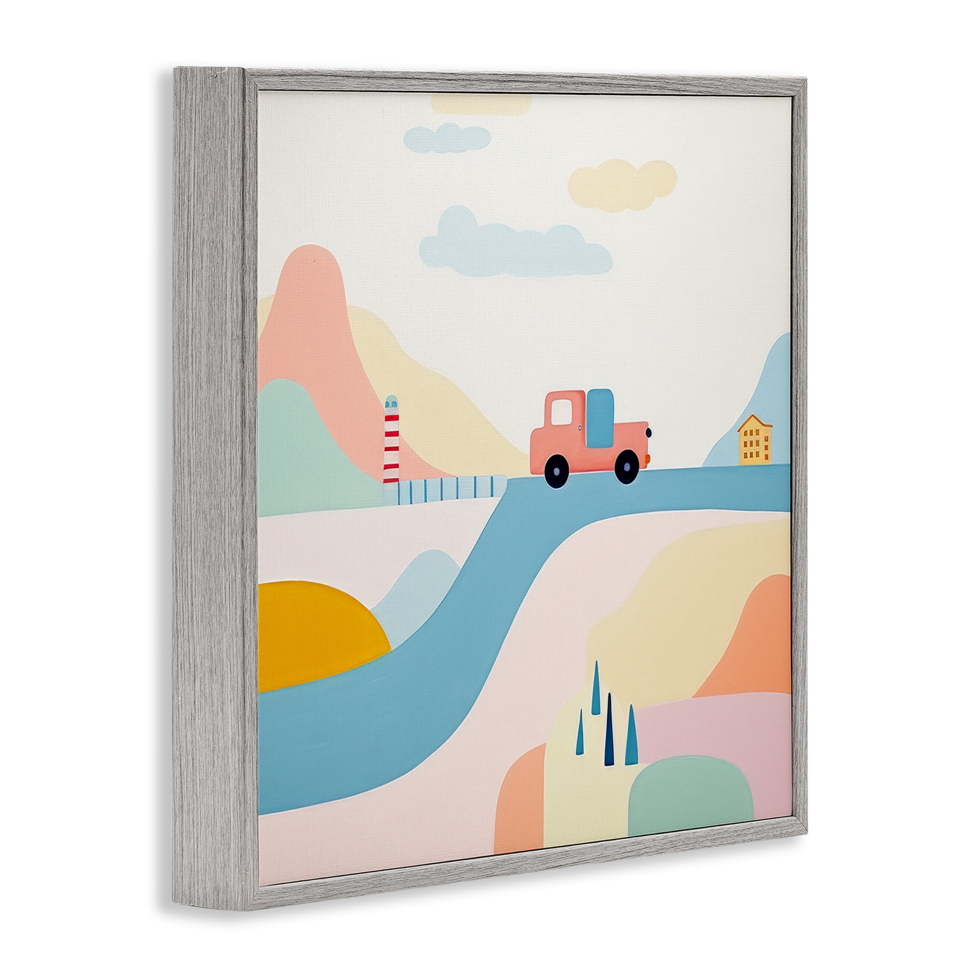 Stupell Industries Pastel Landscape Scene Landscape Painting Gray Framed Art Print Wall Art, 12 x 12