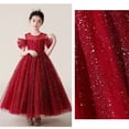 thumbnail image 7 of CPNG Girls' Sequin Tulle Floor-Length Dress – Illusion Neckline with Puff Sleeves, Sparkly Bodice for Flower Girl, Wedding Pageant & Formal Special Occasions, 7 of 7