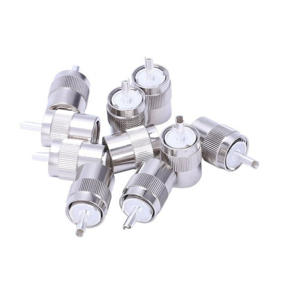10pcs Connector UHF male PL259 plug solder RG8 RG213 LMR400 7D- cable silver