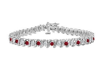 Beautiful ruby and diamond 14k white gold tennis bracelet 25 rubies 6 gms TW. 