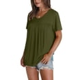 thumbnail image 4 of AherBiu Summer Tops for Women V Neck Ruched Loose Tunic Tops to Wear with Leggings Casual Shirts Blouse, 4 of 8