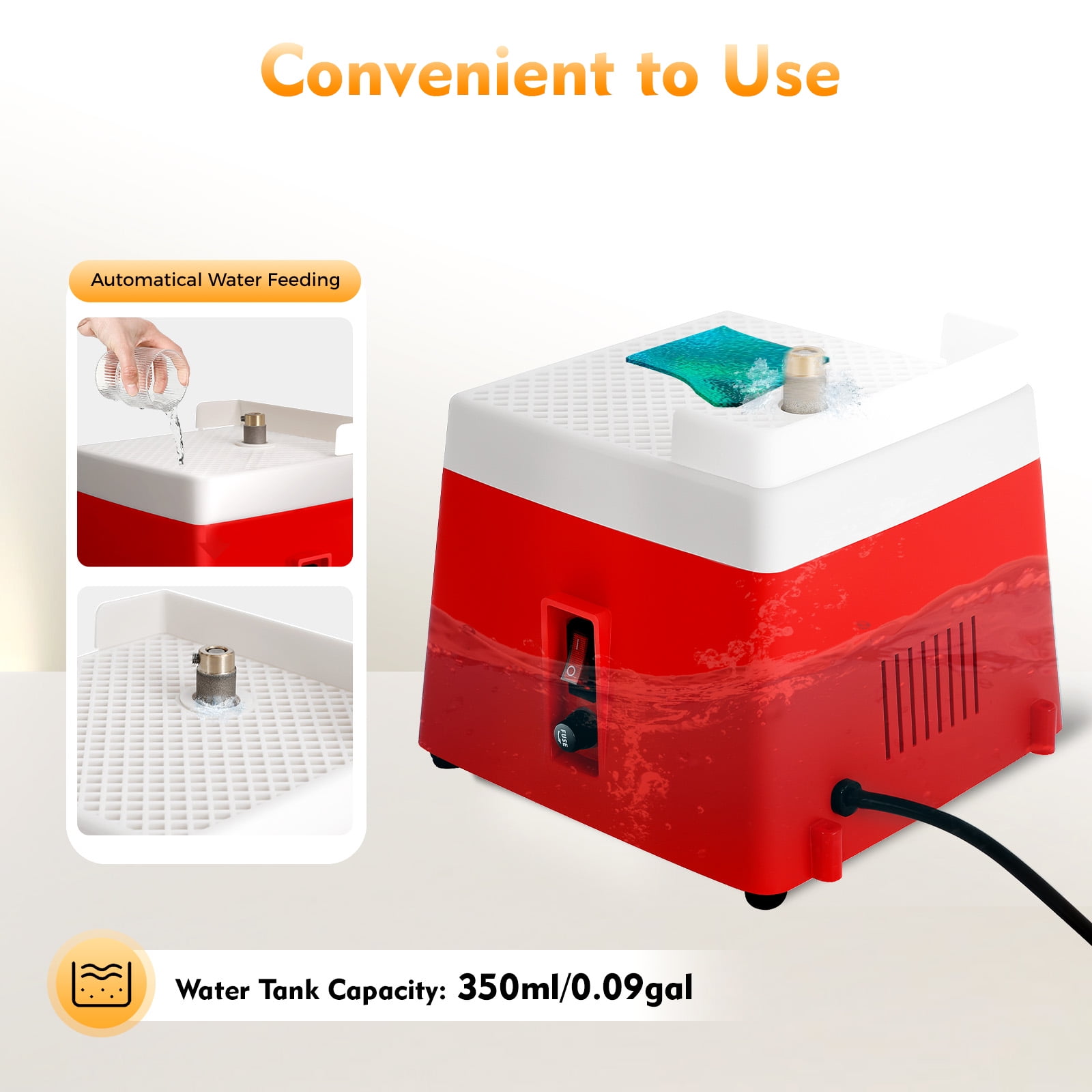 ChicHomey 110V Stained Glass Grinder Diamond,4200RPM, Automatic Water Feed,for Glass, Ceramic, Jade, Stone, DIY & Workshop,Red​