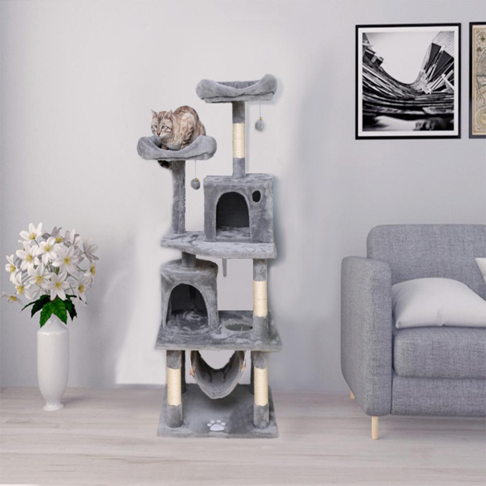 57'' Double Condo Cat Tree with Scratching Post Tower