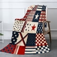 thumbnail image 2 of Joocar Patriotic Patchwork Flannel Throw Blanket Red White Blue Stars And Stripes Design For Winter Gift Home Sofa Bed Decoration 60x80 inch, 2 of 5