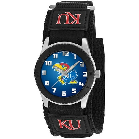 Game Time NCAA Kids' University of Kansas Jayhawks Rookie Series Watch, Black Velcro Strap