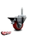 thumbnail image 2 of 3 Inch Red Poly Wheel Swivel 5/8 Inch Threaded Stem Caster with Brake, 2 of 2
