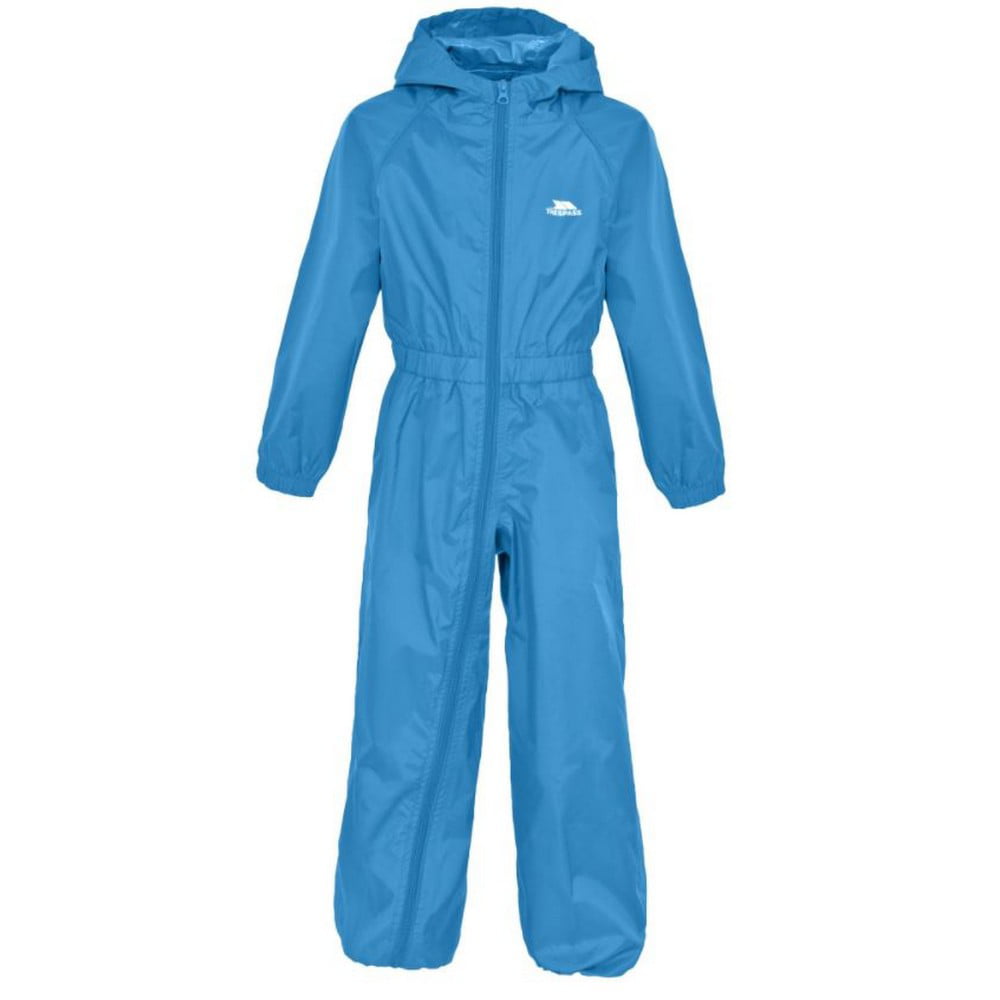 Trespass Babies Rainsuit Hooded Waterproof All in One Breathable Suit Button 