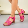 thumbnail image 6 of KEGIRLOM Women Fashionable Casual Spring And Summer Comfortable Solid Color Car Stitching Thick High Heels Comfortable Plus Size Sandals Hot Pink 9, 6 of 9