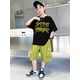 thumbnail image 1 of Boys' Summer Casual Cotton T-Shirt, Cartoon Pattern, Round Neck, Loose Fit, Stretch Knit Fabric, Short Sleeve Top for Kids, 1 of 5