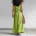 thumbnail image 6 of Womens Linen Look 2 Piece Sets With Sleeveless V Neck Vest And Side Slit Maxi Skirt Featuring Functional Pockets And Solid Color Green M, 6 of 6