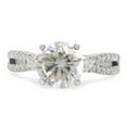 thumbnail image 2 of 1 3/5 ct. t.w Center 7MM Round Cut Lab Created Moissanite Diamond Split Shank 3-Stone Engagement Ring In 14K White Gold Over Sterling Silver (G-H Color, VVS1 Clarity, 1.60 Cttw)-5.5, 2 of 7