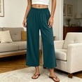 thumbnail image 2 of Hesxuno Women Modal Pajama Pants Elastic Waist Solid Lounge Trousers Loose Fit Staight Wide Leg Summer Bottoms Casual Comfy Breathable Sleep Pant Green M, 2 of 7