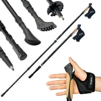 PowrX Click & Go Trekking Poles with Anti-Shock Cushioning - Adjustable Nordic Walking Sticks for Hiking & Snowshoeing - Collapsible & Durable Aluminum - Ideal for Seniors, Women & Men - ‎28"x 5"x2"
