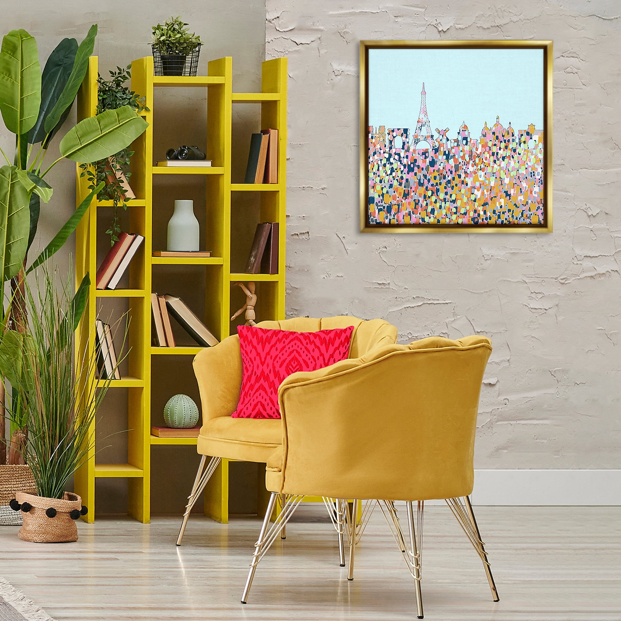 Stupell Industries Abstract Paris City View Abstract Painting Gold Floater Framed Canvas Art Print Wall Art, 25 x 25