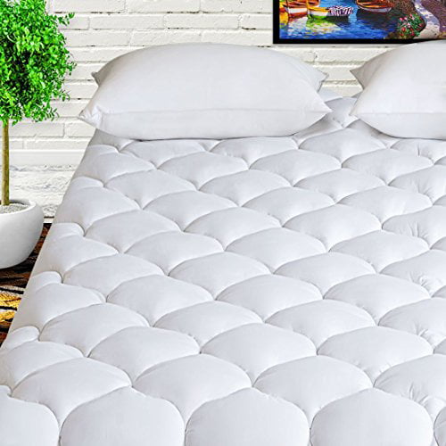 EcoMozz Full Mattress Pad Pillowtop Topper with 8-21 Deep Pocket Cooling Hypoallergenic Down Alternative Quilted Overfilled Fitted Mattress Cover