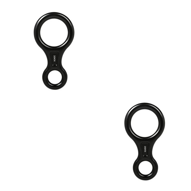 Toystoory Descensor de escalada Cuesta abajo Acampar al aire libre Rappel Rescate Ocho anillos Cuerda Rigging Slow Down Protector Negro Negro 2piezas Toystoory CBP213755