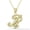 Yellow Gold Plated, variant on Initial Letter "E" Cursive Script Cubic Zirconia CZ Crystal Pendant in .925 Sterling Silver w/ Rhodium