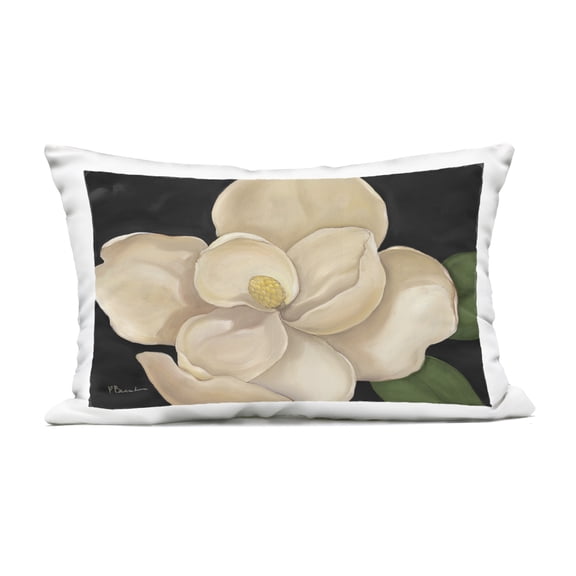 Stupell Industries Magnolia Grandiflora on Black Outdoor Printed Pillow design by Paul Brent, 14 x 7 x 20