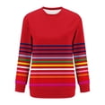thumbnail image 4 of IUYRTFE Women's Colorful Striped Crew Neck Long Sleeve Sweatshirt – Relaxed Fit Casual Pullover for Fall, Winter, and Daily Wear, 4 of 6