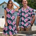 thumbnail image 2 of Yuyamidu Hawaiian Vacation Matching Outfits Hawaiian Floral Pattern Mens Casual Shirts Womens Hawaiian Floral Maxi Dress Hawaiian Floral Matching Couples Outfits Ruffle Sleeve, Size 5XL, 2 of 8