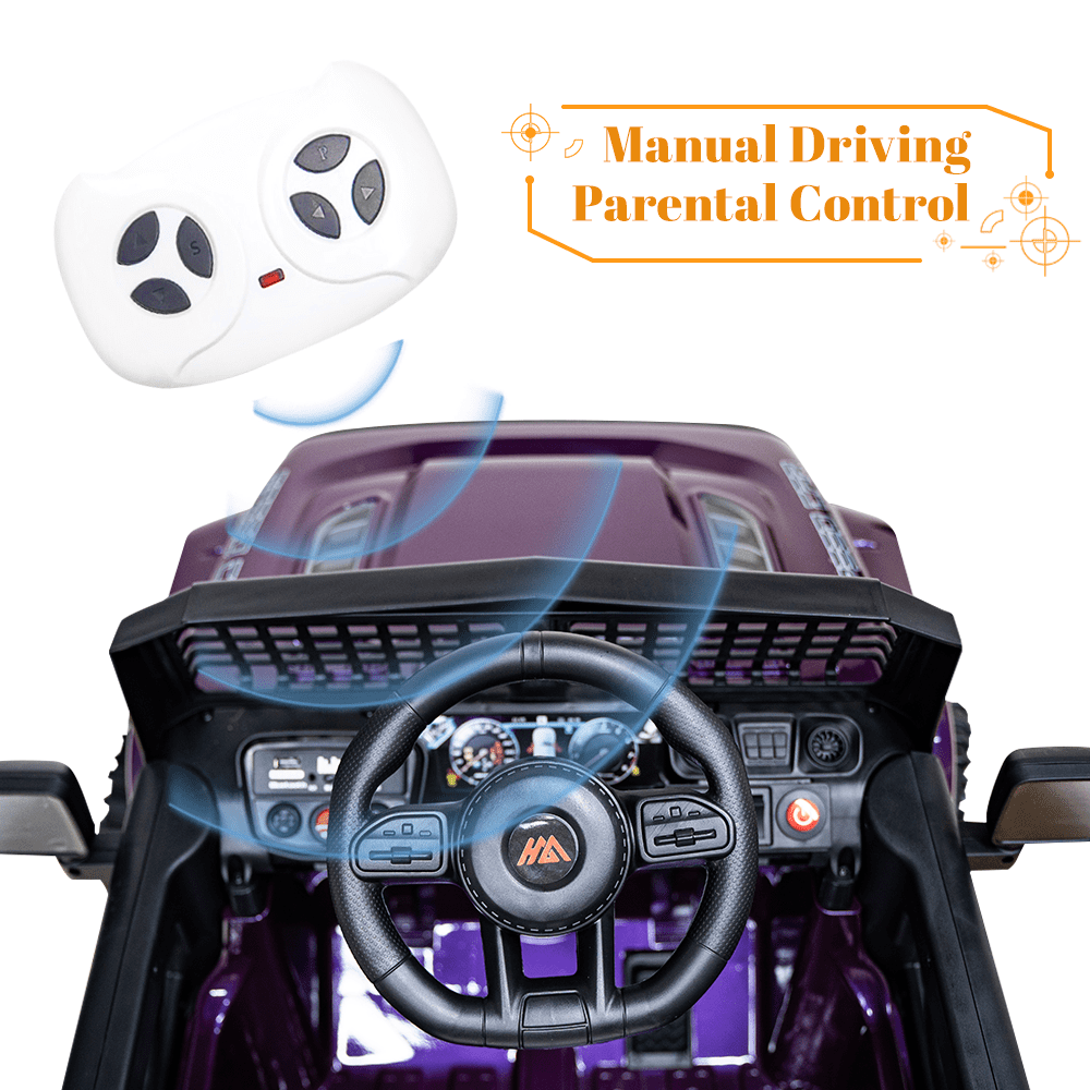 BKIRNP Kids Electric Car Ride on Cars 12V Powered 4-Wheel Battery Car 3mph w/Remote Control MP3 LED Bluetooth Music for Kids 2+