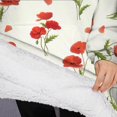 thumbnail image 3 of Oversized Wearable Blanket Hoodie,Pioneer Flower Floral Print Pattern Sherpa Blanket Hoodie with Super Pockets,Super Warm Fuzzy Pullover for Women & Men, 3 of 6