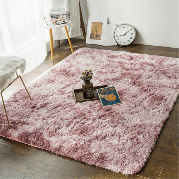 Carpet Fuzzy Decorative Floor Rugs, Gray And Light Pink Area Rug