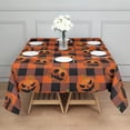 thumbnail image 3 of Checkered Pumpkin Halloween Pattern Square Tablecloth,Waterproof Square Table Cover,Wipeable Spillproof Washable Table Cover for Home Kitchen Party Decor 60"x60"(152x152cm), 3 of 6