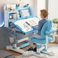 thumbnail image 4 of AOJA Adjustable Kids Desk Chair Set w/Sitting Corrector, Book Stand & Footrest (Blue), 4 of 8