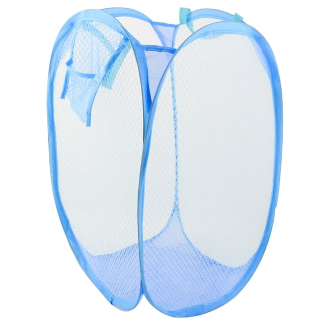 Caja de almacenamiento de ropa plegable y pop-up para lavar, cesta de malla para lavandería, azul